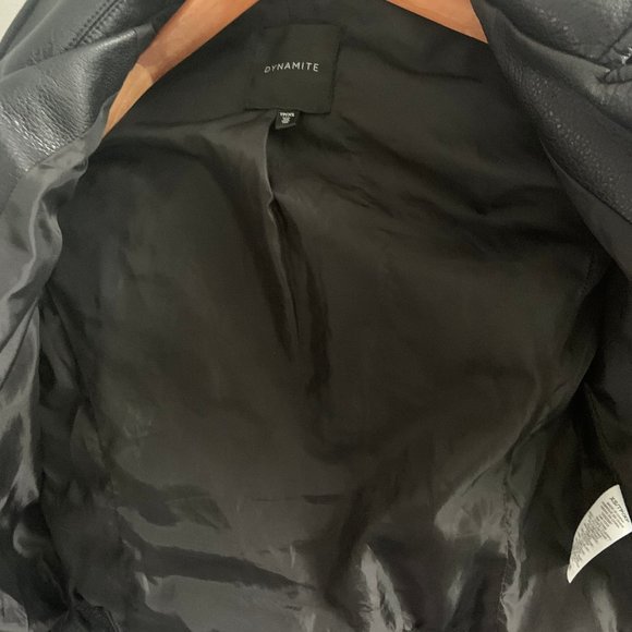 Fully-Lined Vegan Leather Biker Moto Motorcycle Jacket with Gold Zipper Hardware - Picture 5 of 13